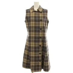 ヨークランド YORKLAND ノースリーブ ワンピース ロング チェック柄 11号 ベージュ /☆G