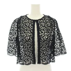 デュアルヴュー DUAL VIEW 総レースカーディガン 七分袖 裾スカラップ コットン 総柄 40 紺 ネイビー 9110018 /YT