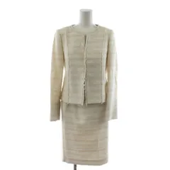 アナイ ANAYI セットアップ ノーカラージャケット タイトスカート ひざ丈 36 34 白 ホワイト ツイード /RR