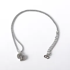 クリスチャン ディオール CDロゴ ラインストーン シルバー ネックレス