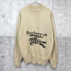 SALE価格【3/22(日)23:59までの限定割引中】バーバリー ヴィンテージ ホースロゴ モックネック ニット ベージュ