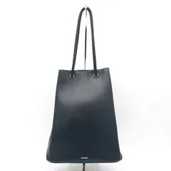 ジルサンダー ドローストリング レザー 2way 肩掛け 巾着バッグ バケットバッグ ショルダーバッグ ハンドバッグ ネイビー