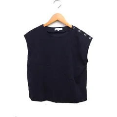 ナチュラルビューティーベーシック NATURAL BEAUTY BASIC ショルダーボタン カットソー 丸首 ノースリーブ 無地 M ブラック 黒 /FT28