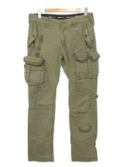 バンソン VANSON ヘリンボーン カーゴパンツ 32 オリーブ ボトムス