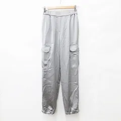 プラステ PLST パンツ カーゴパンツ ロング サテン ドロスト ゴム グレー S