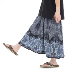 [沖縄技研] スカート ワンピース アジアン エスニック 2WAY レーヨン レディース SK-P1867 (ブラック) [1876ブラック] [Free Size]