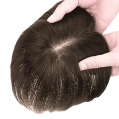 Luce brillare 部分ウィッグ ヘアピース ポイントウィッグ 女性 レディース 人毛100% かつら 前髪ウィッグ ショート トップピース トップカバー 前髪 つむじ 頭頂部 白髪カバー 医療用 中高年 年配  [ナチュラルブラウン] [前髪カット]