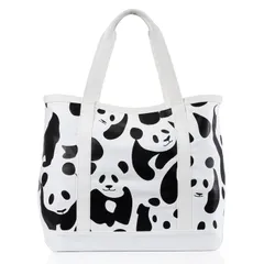 パンダ柄 キャンバス グローサリー トート レディース メンズ マザーズバッグ エコバッグ トートバッグ 肩掛けバッグ 通学 旅行 帆布 [UNISOUL] 大容量 多機能 大きさ