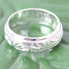 ハワイアンジュエリー リング シルバーリング プルメリア スクロール スピンリング 指輪 プルメリア＆リーフ プレートリング ヘリテイジ ハワジュ