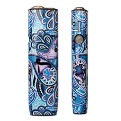 KAZARI イルマ ワン/ILUMA i ONE ケース ペイズリー 収納ケース 加熱式たばこ用 アクセサリ イルマ i ワン 保護ケース シガレット ILUMA ONE対応 アクセサリー (ブルー ペイズリー)