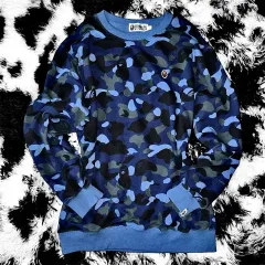 A BATHING APE アベイシングエイプ ブルーカモフラージュ スウェット Tシャツ スモールロゴ