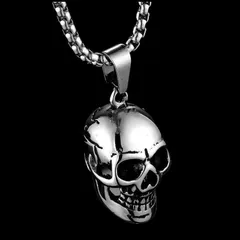 【N015】ネックレス　メンズ　シルバー　骸骨　スカル　ドクロ　アクセサリー