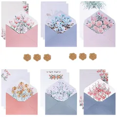 【新品】 レターセット おしゃれ 大人 封筒6枚 便箋12枚 シール 6枚 便箋セット レターセット 手紙 高級 お洒落 封筒 誕生日 結婚式 1