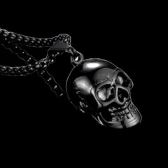 【N016】ネックレス　メンズ　ブラック　黒　骸骨　スカル　ドクロ　アクセサリー