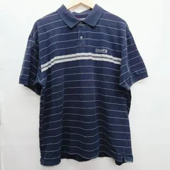 CHAPS RALPH LAUREN チャップスラルフローレン ポロシャツ サイズXL ネイビー ボーダー 半袖 コットン100% インドネシア製 アメカジ 刺繍ロゴ 古着