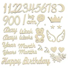 【新品】 SPKURICP 木製 レターバナー 40枚セット 月齢フォトグッズ ニューボーンフォト ウッドレター 月齢カード マンスリーカード 記念日フォト 撮影道具 記念写真 出産祝い 成長記録 プレゼント 誕生日 1