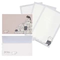 【新品】 ミニレターセット 【5個セット】 シンジカトウ キャットヒル 猫 ピンク レターセット ミニ 手紙 便箋 ギフト かわいい イラスト ShinziKatoh