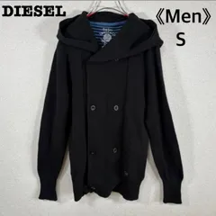 DIESEL ニット カーディガン S ブラック フード付き ダブルボタン ディーゼル