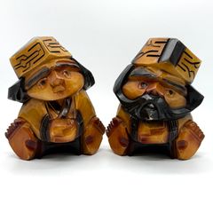 アイヌ民族 ニポポ人形 夫婦 2体セット 木彫り民芸品 昭和レトロ
