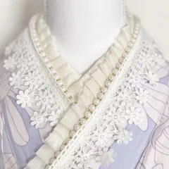 重ね襟　定番伊達襟　成人式振袖　可愛いレディース女の子　パール重ね襟伊達半衿レース卒業式袴　浴衣着物　帯飾り　七五三