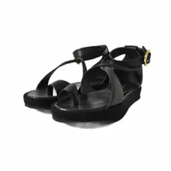 マメクロゴウチ  Mame Kurogouchi Curved Line Ankle Strap Sandals アンクルストラップサンダル トングサンダル レザー 23.5cm 黒 ブラック MM22SS AC308のサムネイル