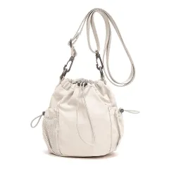 [FUPUTWO] スマホポーチ レディース 巾着 ショルダーベルト 旅行 軽量 カジュアル (ホワイト) [ホワイト]