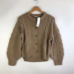 タグ付き GU ケーブルコクーンカーディガン レディース L ブラウン 3172202603070029