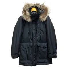 バーバリーブルーレーベル BURBERRY BLUE LABEL D1F73-676-28 ダウンジャケット ブルゾン フード フェザー混 ファー 長袖 M 黒 ブラックのサムネイル