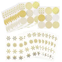 【新品】 EdisonBrain シール 和柄 雪柄 箔押し 封印 13種 210枚セット ラッピング用 封かん ステッカー ゴールド お祝い 招待状 金 丸シール ギフト お手紙 透明 防水 台紙 バレンタインデー 0