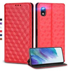 ★UnivoColors Sony Xperia ACE III（ SO-53C / SOG08 ） 対応手帳型ケース 高級合皮 カード収納 マグネット開閉 スタンド機能 ストラップホール付き TPUソフトバンパー 全面保護 カメラ保護 衝撃吸収 (レッド)