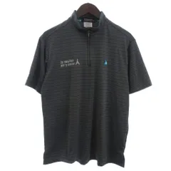 ルコックスポルティフ le coq sportif ハーフジップ 半袖 シャツ ボーダー ゴルフウェア グレー系 M ■ECT