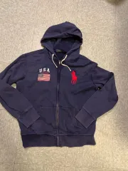 POLO RALPH LAUREN ビックポニー USA 星条旗 ジップアップ フーディー ネイビー