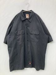 Dickies ディッキーズ シャツ/ブラウス XL ブラック コットン 無地 ワンポイント ブランドロゴ ミドル丈 半端袖 レギュラーカラー