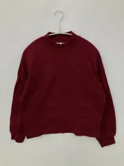 UNIQLO ユニクロ Tシャツ/カットソー M レッド タートルネック/ハイネック 長袖 無地