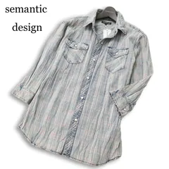 新品 未使用★ semantic design セマンティック デザイン 春夏 ウォッシュ加工★ 7分袖 チェック ワーク シャツ Sz.L メンズ