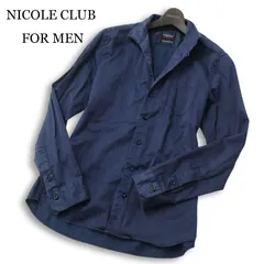 NICOLE CLUB FOR MEN ニコルクラブ フォーメン 通年 襟ワイヤー★ 長袖 ストライプ シャツ Sz.48 メンズ ネイビー