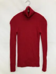 UNIQLO ユニクロ ニット/セーター S レッド ウール・ニット 無地 ミドル丈 長袖 タートルネック/ハイネック
