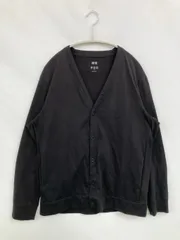 UNIQLO ユニクロ カーディガン/ボレロ L ブラック コットン 無地 ミドル丈 長袖