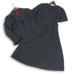 レディースブランド 通年 花刺繍★ フォーマル 冠婚葬祭 ロング ワンピース セットアップ スーツ Sz.11号 レディース 黒