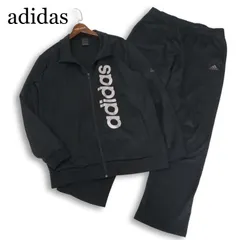 adidas アディダス 通年 ロゴ プリント★ ジップ ジャージ セットアップ Sz.M-L位 メンズ 黒のサムネイル