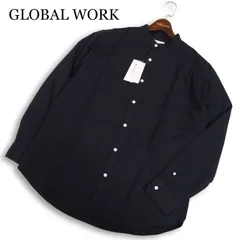 【新品 未使用】 GLOBAL WORK グローバルワーク 通年★ 長袖 オックスフォード バンドカラー シャツ Sz.L メンズ 紺