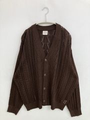 coen コーエン カーディガン/ボレロ LARGE ブラウン 無地 レース ミドル丈 長袖
