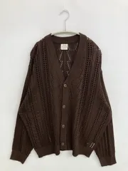 coen コーエン カーディガン/ボレロ LARGE ブラウン 無地 レース ミドル丈 長袖