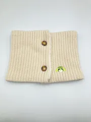 ネックウォーマー/スヌード アイボリー 無地 ワンポイント 刺繍