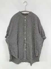 BONLECILL ボンルシール シャツ/ブラウス F ブラック コットン チェック柄 半袖 スタンドカラー