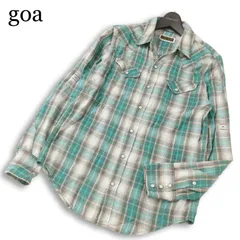 goa ゴア 春夏 麻 リネン★ 長袖 チェック ウエスタン シャツ Sz.F メンズのサムネイル