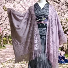 フローラルレース 撫子色(なでしこいろ)  長羽織 ショール　くすみピンク お花見に🌸