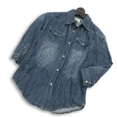 【新品 未使用】 ripple リップル 春夏★ シワ加工 7分袖 デニム ウエスタン シャツ Sz.XL メンズ