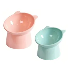 Saki&Masa フードボウル 傾斜 軽量 猫 犬 ペットボウル えさ皿 水飲み ペット プラスチック 食器 2個セット (ブルー.グリーン) [ブルー.グリーン]のサムネイル