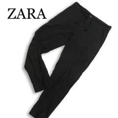 ZARA ザラ マン 現行タグ★ 春夏 麻 リネン スリム トラウザー イージー パンツ Sz.31 メンズ 黒
